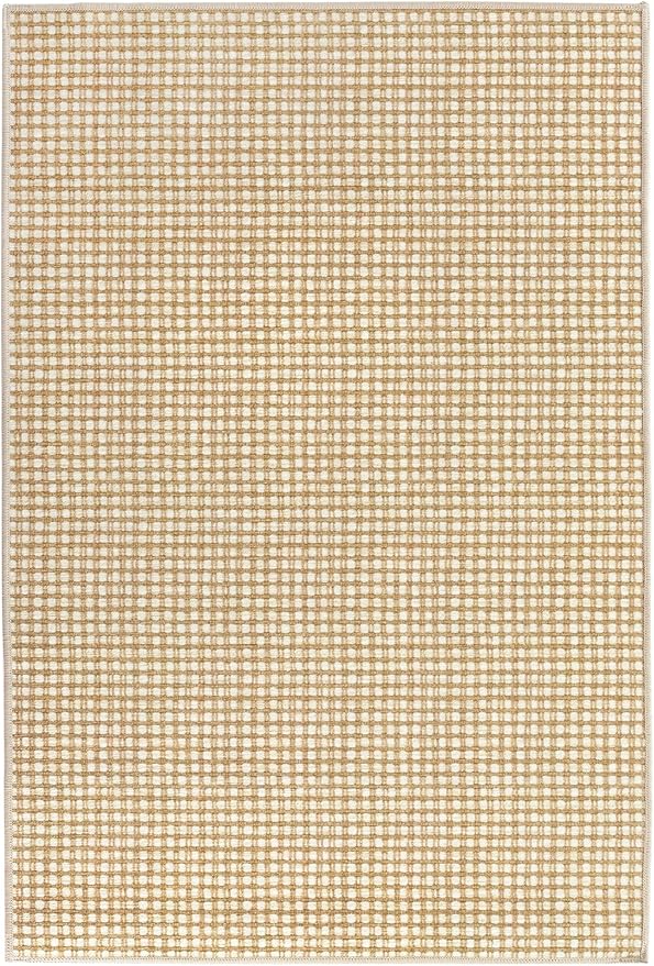 Dash & Albert Hartley Natural Machine Washable Rug, 3 X 5 Feet, Natural Plaid Pattern