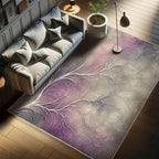 Ambesonne Branches Decorative Rug, Modern Abstract Concept Dreamy Clouds Back Leafless Tree Silhouette, Quality Carpet for Bedroom Dorm and Living Room, 4' X 5' 5", Pale Purple Grey Mauve