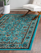 Rugs.com Yasmin Collection Rug – 5' x 8' Turquoise Medium Rug Perfect for Bedrooms, Dining Rooms, Living Rooms