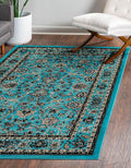 Unique Loom Sialk Hill Collection Area Rug - Washington (6' 1" x 9' Rectangle Turquoise/Black)