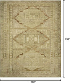 Loloi Magnolia Home by Joanna Gaines Sinclair Collection SIN-02 Khaki/Tobacco 8'-6" x 11'-6", .25" Pile Height, Machine Washable, Area Rug