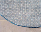 Unique Loom Outdoor Trellis Collection Area Rug - Tribal Trellis (10' Round, Blue/ Ivory)
