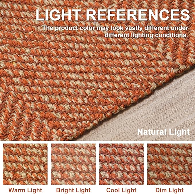 Collive Long Hallway Runner Rug 2.6' x 10', Washable Runner Indoor Entryway Rug, Terracotta Braided Woven Kitchen Runner Rugs Low-Profile Front Door Floor Carpet for Laundry Room Bedroom