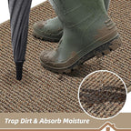 BEQHAUSE Dirt Trapper Door Mat 17" x 30", Non-Slip Doormats (Rolled-Up NO Creases) Washable Entryway Rug, Dirt Resist and Absorbent Welcome Mat, Low Profile Floor Mats for Front Back Door, Beige