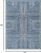Bloom Rugs Washable Non-Slip 10x14 Rug - Blue Striped Area Rug for Living Room, Bedroom, Dining Room, and Kitchen - Exact Size: 10' x 14'