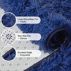Andency Navy Soft Area Rugs for Living Room Bedroom, 4x6 Fluffy Shaggy Bedside Rug, Non-Slip Large Shag Fuzzy Plush Carpets for Bedroom Kids Dorm Nursery Home Decor Aesthetic