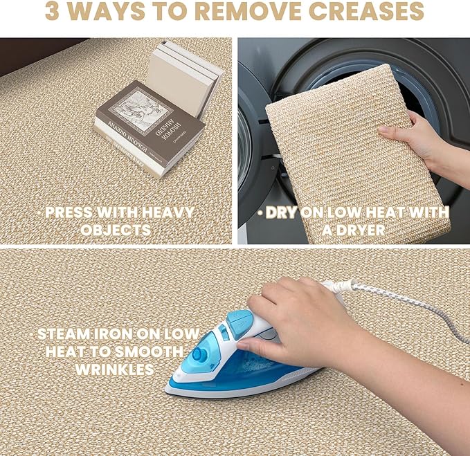 EARTHALL Long Runner Rug 3x12 Ft Washable Runners for Hallways Cotton Non Slip Entryway Runner Braided Kitchen Runner Indoor Outdoor Carpet Runners for Entryway, Hall, Foyers, Golden Beige/White