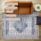 Washable Area Rug. Modern Farmhouse. Vintage. Turkish. Bohemian. Distressed. Oriental. Traditional. Rugs for Living Room. Dining. Bedroom. Office. Entryway. Foyer. (859NC, 7'5" x 9'8")