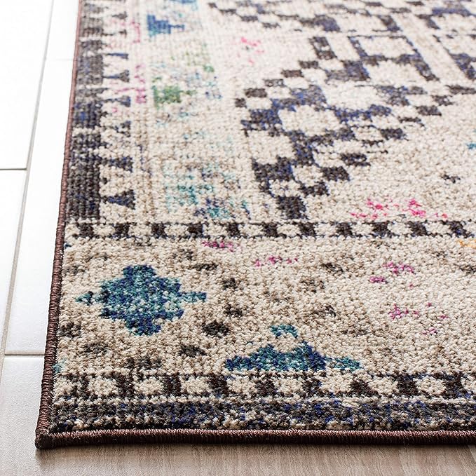 SAFAVIEH Madison Collection X-Large Area Rug - 12' x 15', Black & Yellow, Boho Diamond Distressed Design, Non-Shedding & Easy Care, Ideal for High Traffic Areas in Living Room, Bedroom (MAD418Z)