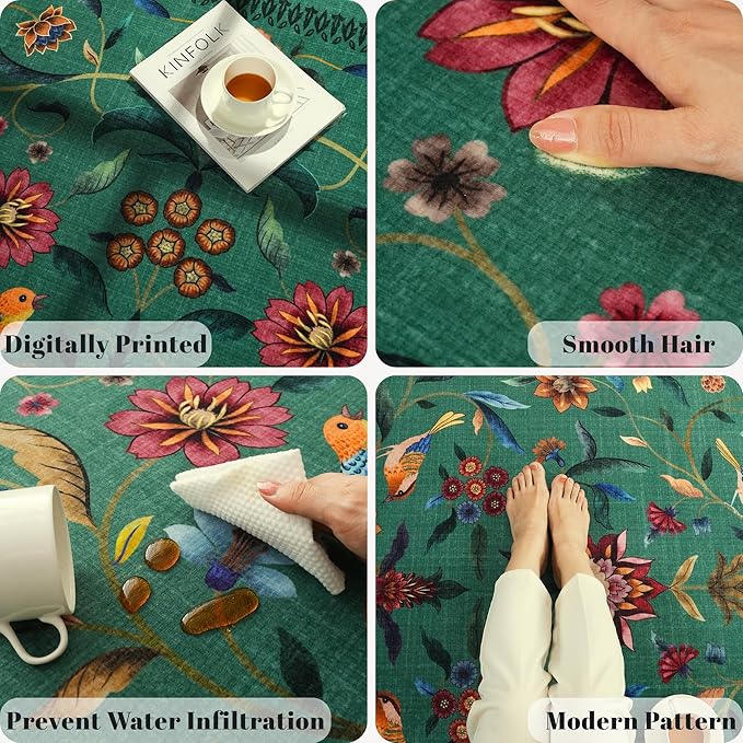 Vintage Medallion Floral Indoor Door Mat 2x3, Machine Washable Entryway Rug, Low Pile Soft Small Carpet, Non-Slip Area Rug for Entrance, Bedroom, Kitchen & Kids Room | Green