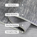 RUGSREAL Solid Area Rug 4x6 Small Bedroom Rug Machine Washable Area Rug Soft Low-Pile Modern Contemporary Throw Rug Non-Slip Throw Indoor Carpet for Living Room Dining Room Kids Room, 4' x 6' Grey