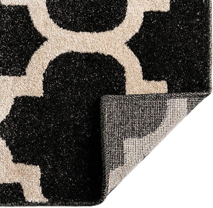 Rugs.com Lattice Collection Rug – 3' x 5' Black Medium Rug Perfect for Entryways, Kitchens, Breakfast Nooks, Accent Pieces