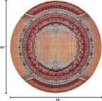 Unique Loom Estrella Collection Rustic, Distressed, Modern, Abstract Area Rug (8' 0 x 8' 0 Round, Orange/Black)