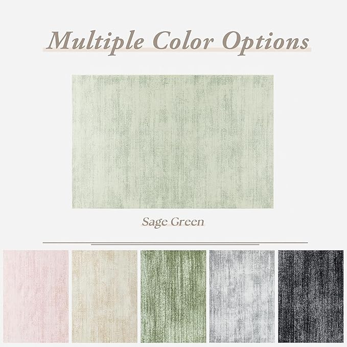 Sage Green 9x12 Area Rug Living Room Minimalist Modern Abstract Style Extra Large Rugs for Office Dining Room Table Light Green Low Pile Floor Covering Carpet with Non Slip Washable