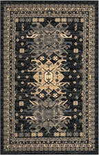 Unique Loom Taftan Collection Border Geometric Tribal Inspired Design Area Rug (5' 0 x 8' 0 Rectangular, Black/ Gray)
