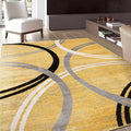Rugshop Wavy Circles Design Area Rug, Carpet with Jute Backing for Living Room, Bedroom, or Dining Room, Yellow, 7'10" x 10'2"