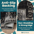 Istana 2x3 Area Rug - Black Boho Rugs for Living Room 2x3 - Foldable Small Rugs for Bedroom - Stain Resistant Washable Rug Non Slip - Eco-Friendly Area Rugs Indoor