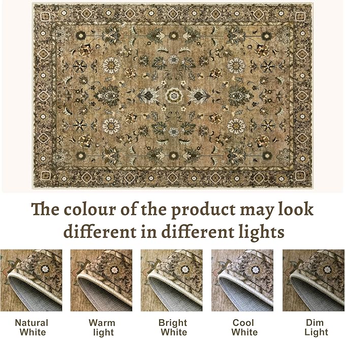 Tangsoo Brown 2.6x10 Hallway Runner Rugs, Washable Runner Rug for Hallways Non Slip, Floral Vintage Soft Low Pile 10ft Long Rug Runner, Indoor Carpet Runners for Living Room Kitchen Bedroom Entryway