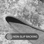 Runner Rug for Hallways Kitchen Runner Rug Non Slip 2'6''x8' Washable Grey Long Runner Rugs with Rubber Backing Soft Abstract Carpet Runner for Entryway, Kitchen, Bedroom, Bathroom