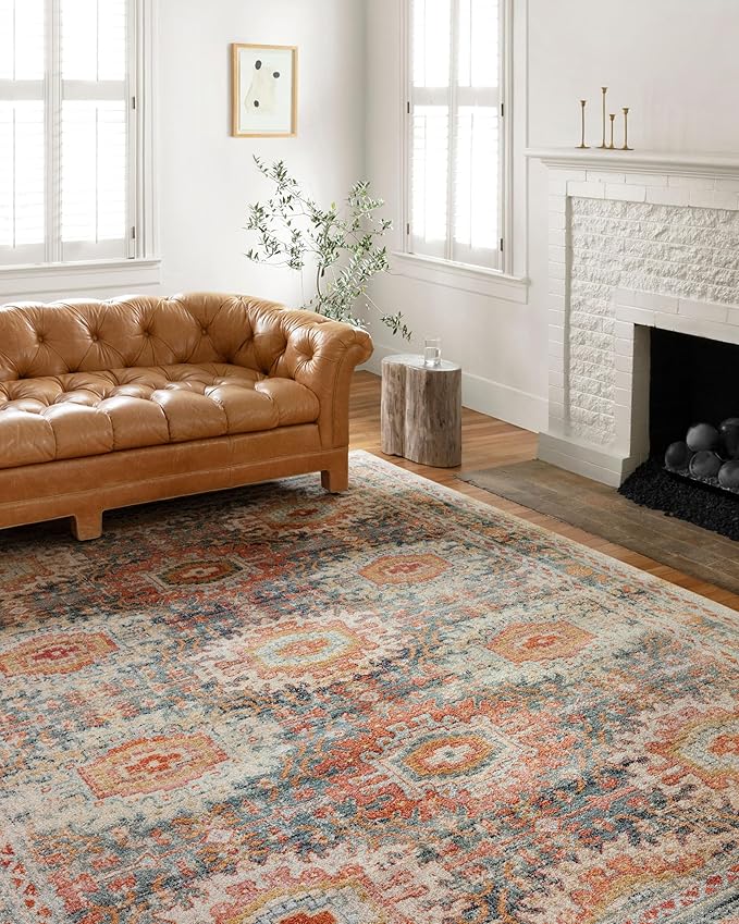 Loloi Jocelyn Collection JOC-03 Mist/Multi 9'-6" x 12'-6" .38" Thick Area Rug