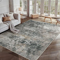 GENIMO Washable 5x7 Area Rugs for Living Room, Non Slip Modern Abstract Rug, Machine Washable Stain Resistant Low Pile Soft Carpet for Bedroom, Dining, Office, Black Grey