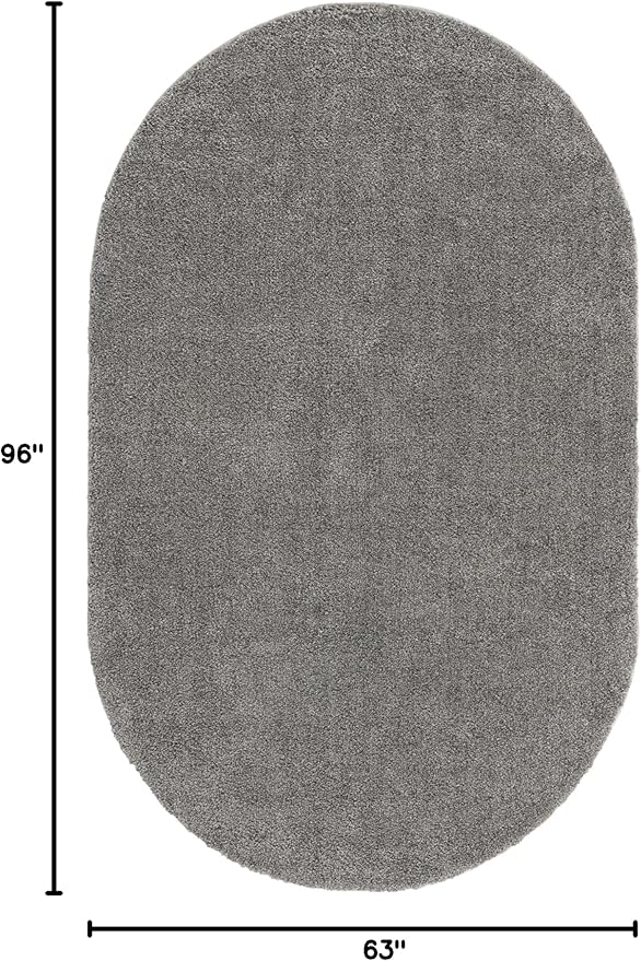 Unique Loom Solo Collection Area Rug - Calabasas (5' 3" x 8' Oval, Gray)