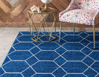 Unique Loom Trellis Frieze Collection Area Rug - Geometric (3' 3" x 5' 3", Navy Blue/ Ivory)