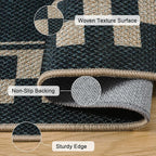 OJIA Easy Jute Runner Rug, 2x6 Kitchen Runner Washable Rug Runners for Hallways Farmhouse Checkered Carpet, Non-Slip Indoor Outdoor Runner Modern Door Mat for Entry Front Door Entryway Porch