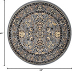 Unique Loom Sialk Hill Collection Area Rug - Washington (4' 1" Round Gray/Black)