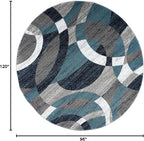 Rugshop Contemporary Abstract Circles Perfect for high Traffic Areas of Your Living Room,Bedroom,Home Office,Kitchen Round Rug 6' 6" Blue (6' 6" Diameter)