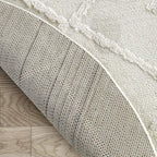 Antep Rugs Palafito 5x5 Geometric Shag Diamond High-Low Pile Textured Indoor Area Rug (White, 5'3" Round)