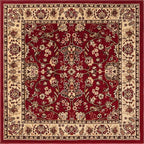 Unique Loom Sialk Hill Collection Area Rug - Washington (4' Square Burgundy/Cream)