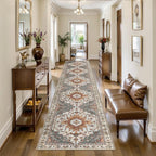 Tangsoo Oriental Hallway Runner Rugs 2.6x12 Washable Runner Rug for Hallways, Non Slip Vintage Soft Low Pile 12ft Long Rug Runner, Indoor Carpet Runners for Living Room Kitchen Bedroom Entryway