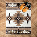 YHSF South West Native American Area Rug C318 - Easy Clean, Thick, Soft, Durable Native Tribal American Indian Inspired Rug for Bedroom/Living Room and More - Ivory, 5 ft 11 in x 8 ft 6 in