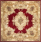 Rugs.com Chateau Collection Rug – 7' Square Red Medium Rug Perfect for Living Rooms, Kitchens, Entryways