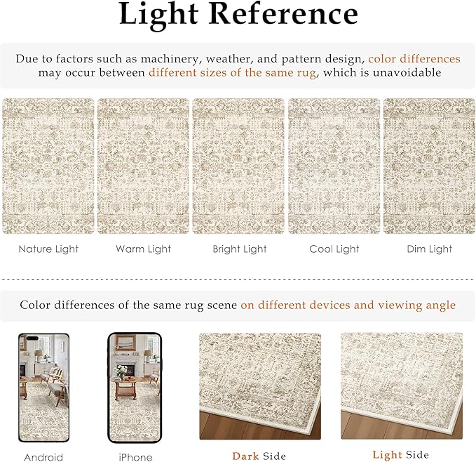 Light Brown Runner Rug 2'6"x14' Washable Carpet for Hallway Kitchen Vintage Distressed Non Slip Indoor Retro Floral Bedroom Accent Throw Long Rug Bathroom Office Laundry Dining Living Room