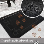 BEQHAUSE Door Mat 20" x 32", Non-Slip Door Mats Indoor Entryway Rugs Washable Low-Profile Absorbent and Stain Resist Floor Mats, Dog Door Mat for Front Back Door, Muddy Wet Shoes & Paws, Black