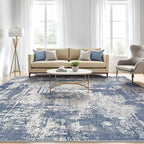 8x10 Area Rugs Living Room: Washable Large Abstract Modern Soft Rug Stain Resistant Indoor Floor Non Slip Accent Carpet for Bedroom Nursery Playroom Dining Room Office Dorm Home House- Navy Grey