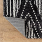 Rugshop Geometric Shag Runner Rug Anthracite Dark Gray and White 2' 3" x 12' Great for Long Hallways, Open Entryways, or Galley Kitchens