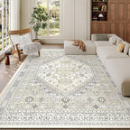 zesthome 5x8 Area Rugs - Ultra-Thin Washble Rug, Stain Resistant Anti Slip Backing Rugs for Living Room,Bedroom, Vintage Home Decor Area Rug (Beige,5'x8')