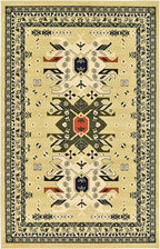 Unique Loom Taftan Collection Border Geometric Tribal Inspired Design Area Rug (5' 0 x 8' 0 Rectangular, Gold/ Gray)