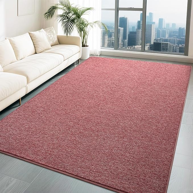 HQAYW 7x10 Large Area Rugs for Living Room Bedroom, Modern Thickened Memory Foam Soft Rug, Low Pile Minimalist Washable Non Slip Carpets for Kids Girls Boys Nursery Dorm Home Decor, Dark Red