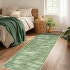 2x6 Runner Rug for Hallways Non Slip Washable Neutral Abstract Modern Olive Green Area Rug for Kitchen Laundry Room Dark Green Floor Covering Carpet 2 x 6