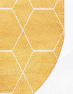 Unique Loom Trellis Frieze Collection Area Rug - Geometric (4' x 6' Oval, Yellow/ Ivory)