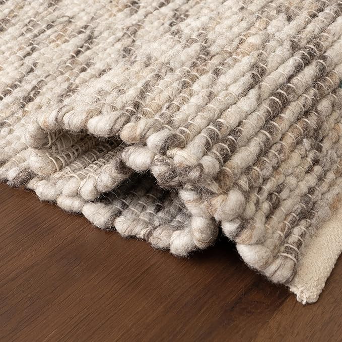 Rugs USA Marilyn Charcoal/Ivory, 9'6" x 13'6", Hand Woven, Marled, Wool, Soft and Cozy, High Traffic, Stain Resistant, Easy Clean, Durable Area Rug for Bedroom, Living Room, Dining, Den, Foyer