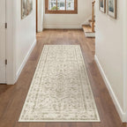Taupe 2x5 Runner Rug Vintage Area Carpet Hallway Indoor Kitchen Washable Low Pile Traditional Distressed Retro Accent Throw Rug Non Slip for Laundry Bathroom Office