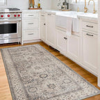 ReaLife Rugs Machine Washable Area Rug - Living Room Bedroom Bathroom Kitchen Entryway Office - Padded Low Pile Stain Resistant Premium - Boho Farmhouse Vintage - Paz - Beige Gray Ivory 2'6" x 8'