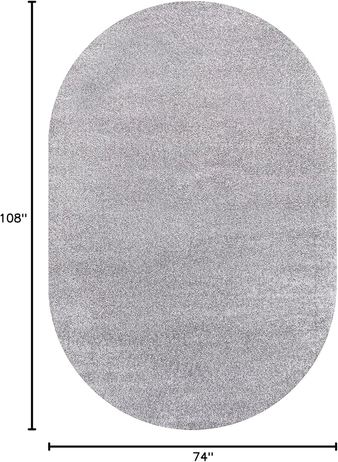 Eyely UES100A-6OV Supersoft Haze Solid Low-Pile Indoor Area Rug, Coastal, Bohemian, Minimalist, Classic, Casual for Bedroom,Kitchen,Living Room,Non Shedding,Easy-Washing, Gray, 6 X 9 Oval