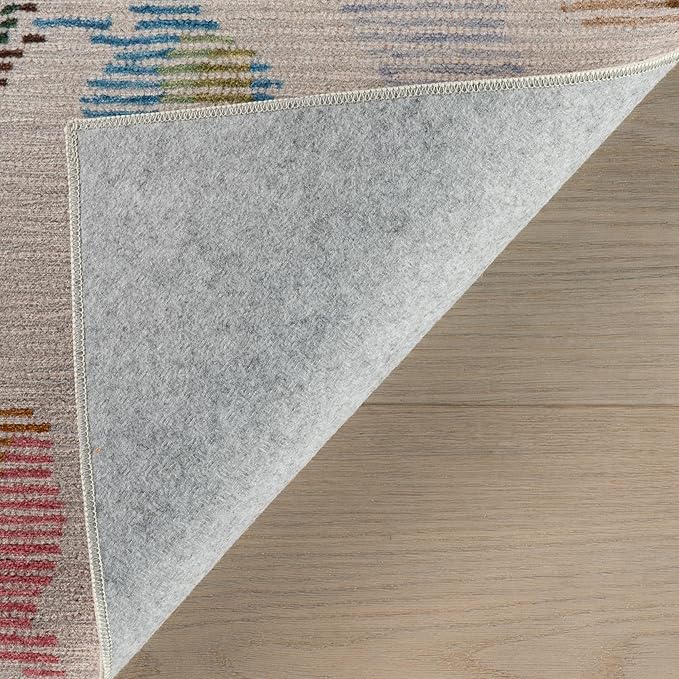 Dash & Albert Bloom Multi Machine Washable Rug, 7.5 X 9.5 Feet, Blue/Ivory Floral Pattern