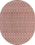 Unique Loom Outdoor Trellis Collection Area Rug - Tribal Trellis (7' 10" x 10' Oval, Rust Red/ Ivory)